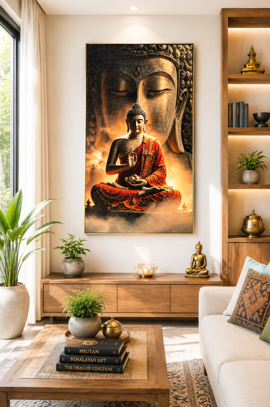 Serene Buddha-Golden Meditation I Premium Crystal Wall Art With Daimonds.