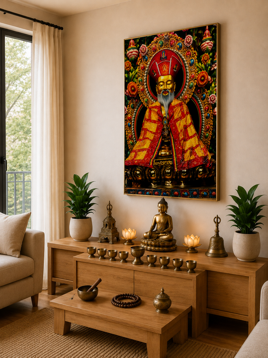 Zhabdrung Ngawang Namgyal I Premium Crystal Wall Art With Daimonds.