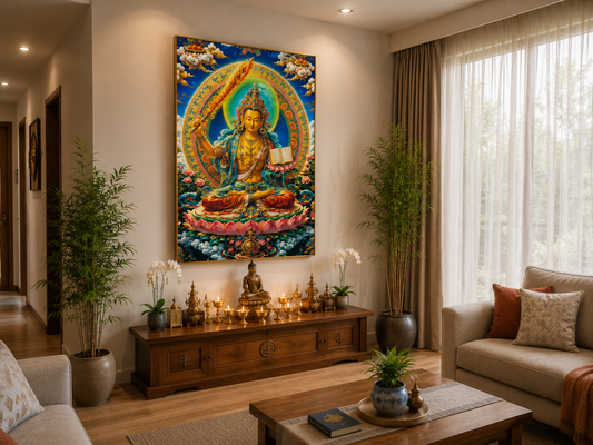 Manjushri I Premium Crystal Wall Art With Daimonds.