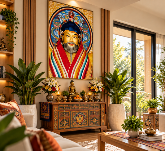 H.H Zhabdrung Ngawang Namgyal I Premium Crystal Wall Art With Daimonds.