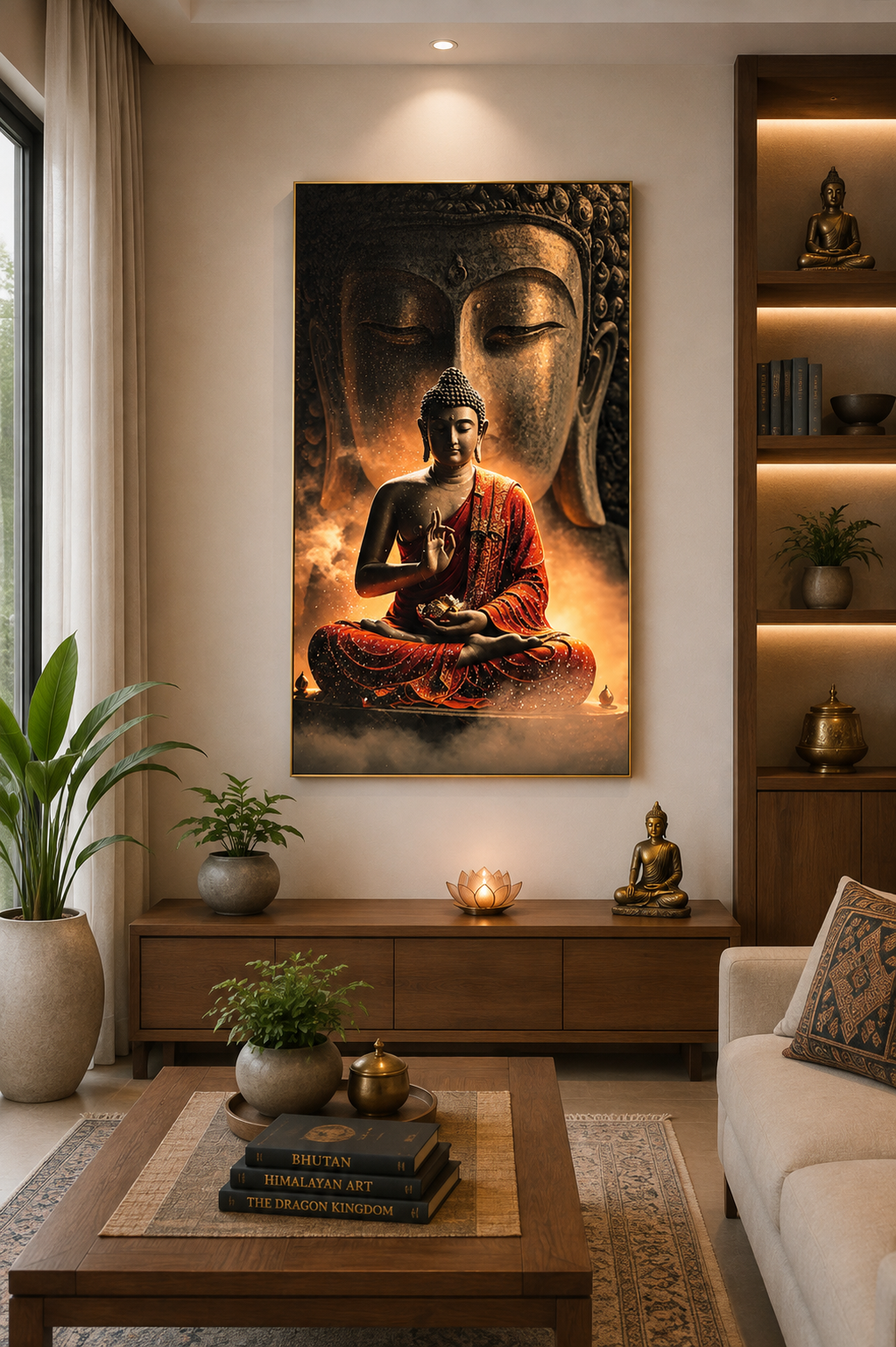 Serene Buddha-Golden Meditation I Premium Crystal Wall Art With Daimonds.