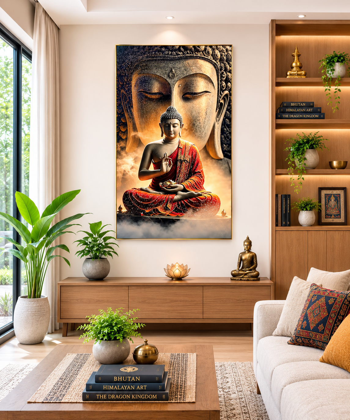 Serene Buddha-Golden Meditation I Premium Crystal Wall Art With Daimonds.