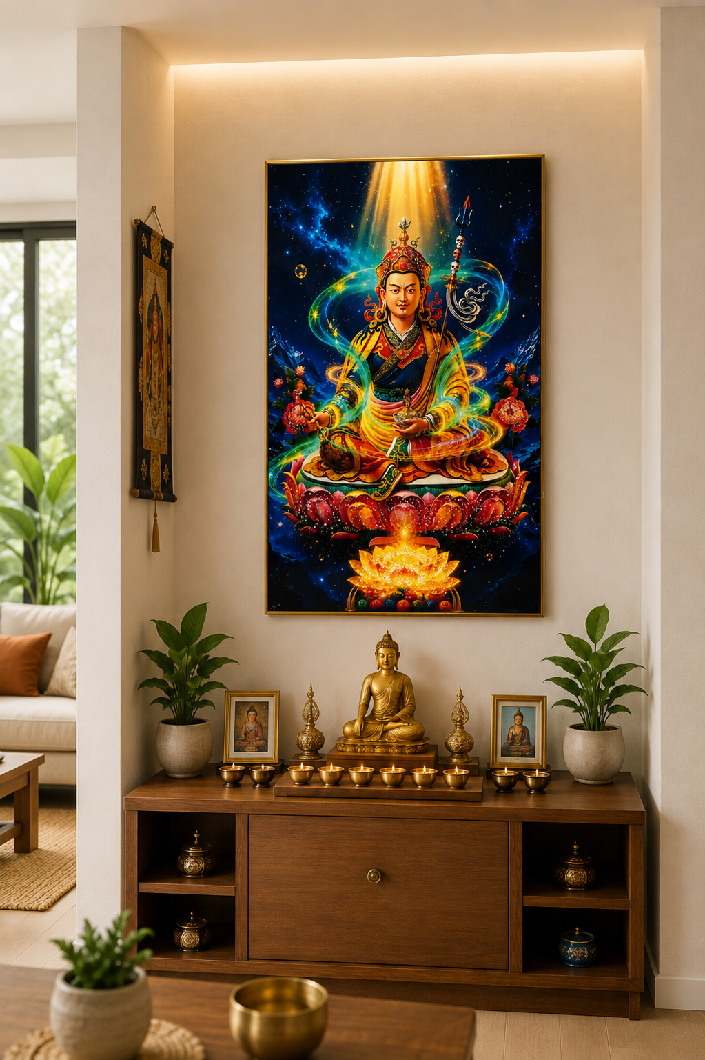 Guru Rinpoche-Radiant Padmasambhava I Premium Crystal Wall Art With Daimonds.
