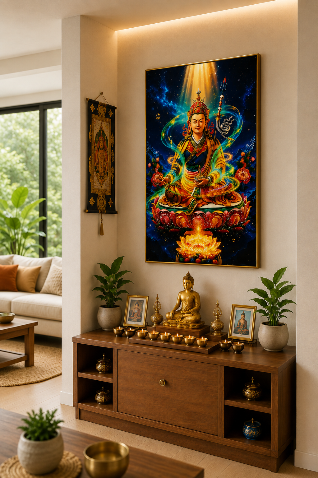 Guru Rinpoche-Radiant Padmasambhava I Premium Crystal Wall Art With Daimonds.