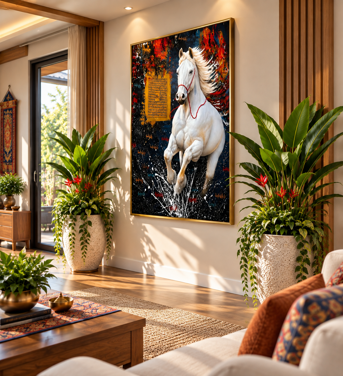 The Amazing Lungta – The Wind Horse of Good Fortune & Protection I Premium Crystal Wall Art With Daimonds.
