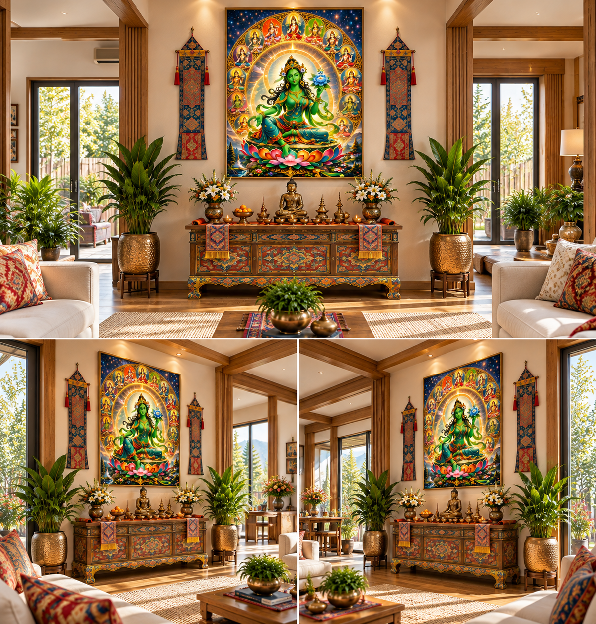 Blessed Jetsun Drolma I Green Tara I Premium Crystal Wall Art With Daimonds.