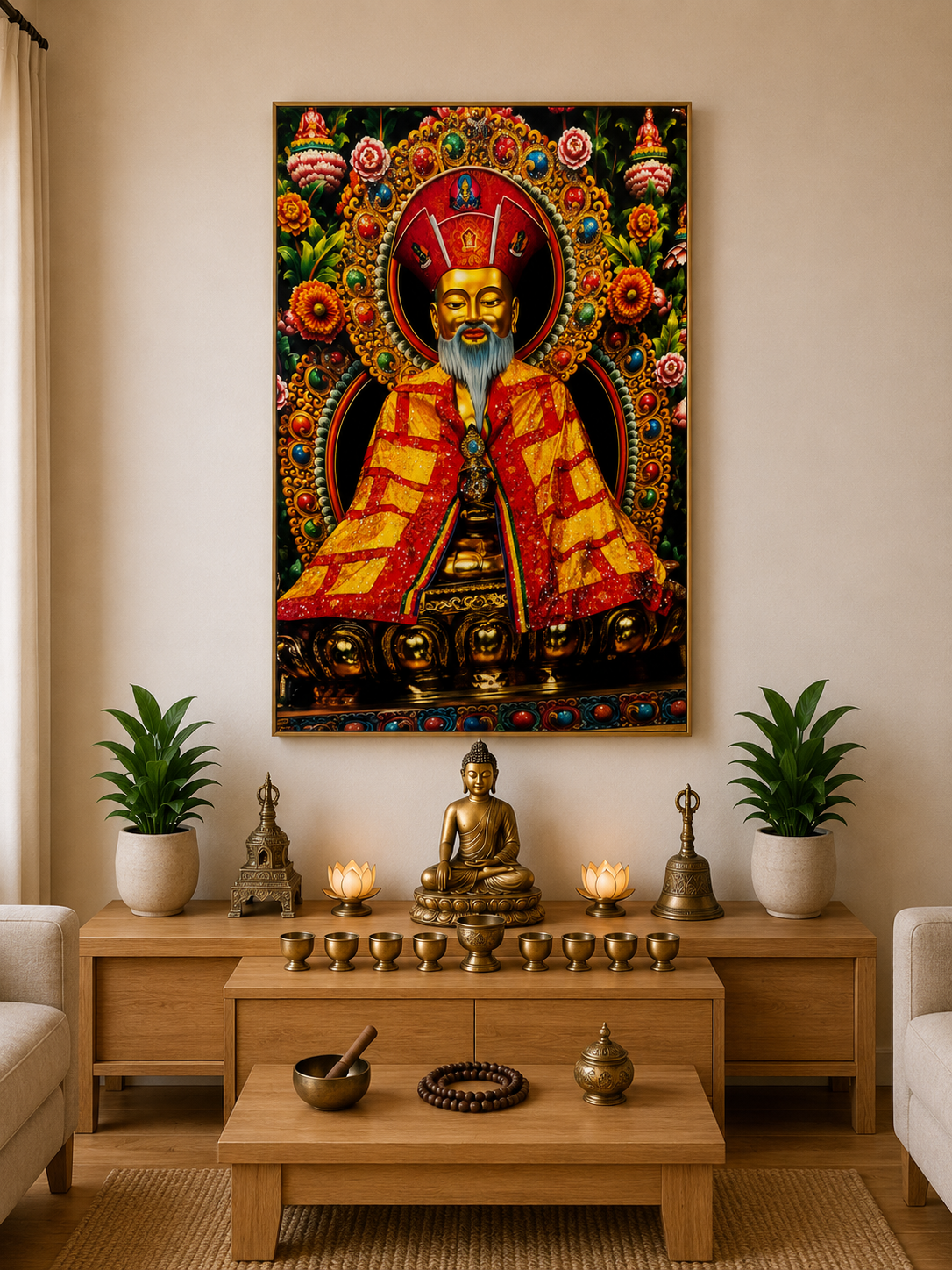Zhabdrung Ngawang Namgyal I Premium Crystal Wall Art With Daimonds.