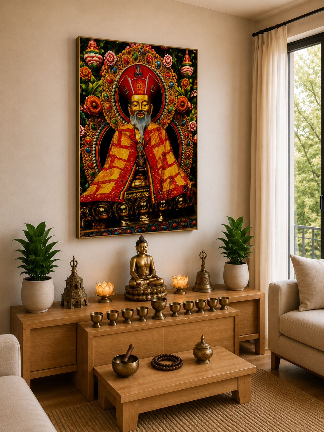 Zhabdrung Ngawang Namgyal I Premium Crystal Wall Art With Daimonds.
