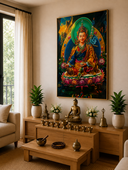 The Enlightened Guru Rinpoche I Guru Padmasambhava l Premium Crystal Wall Art With Daimonds.