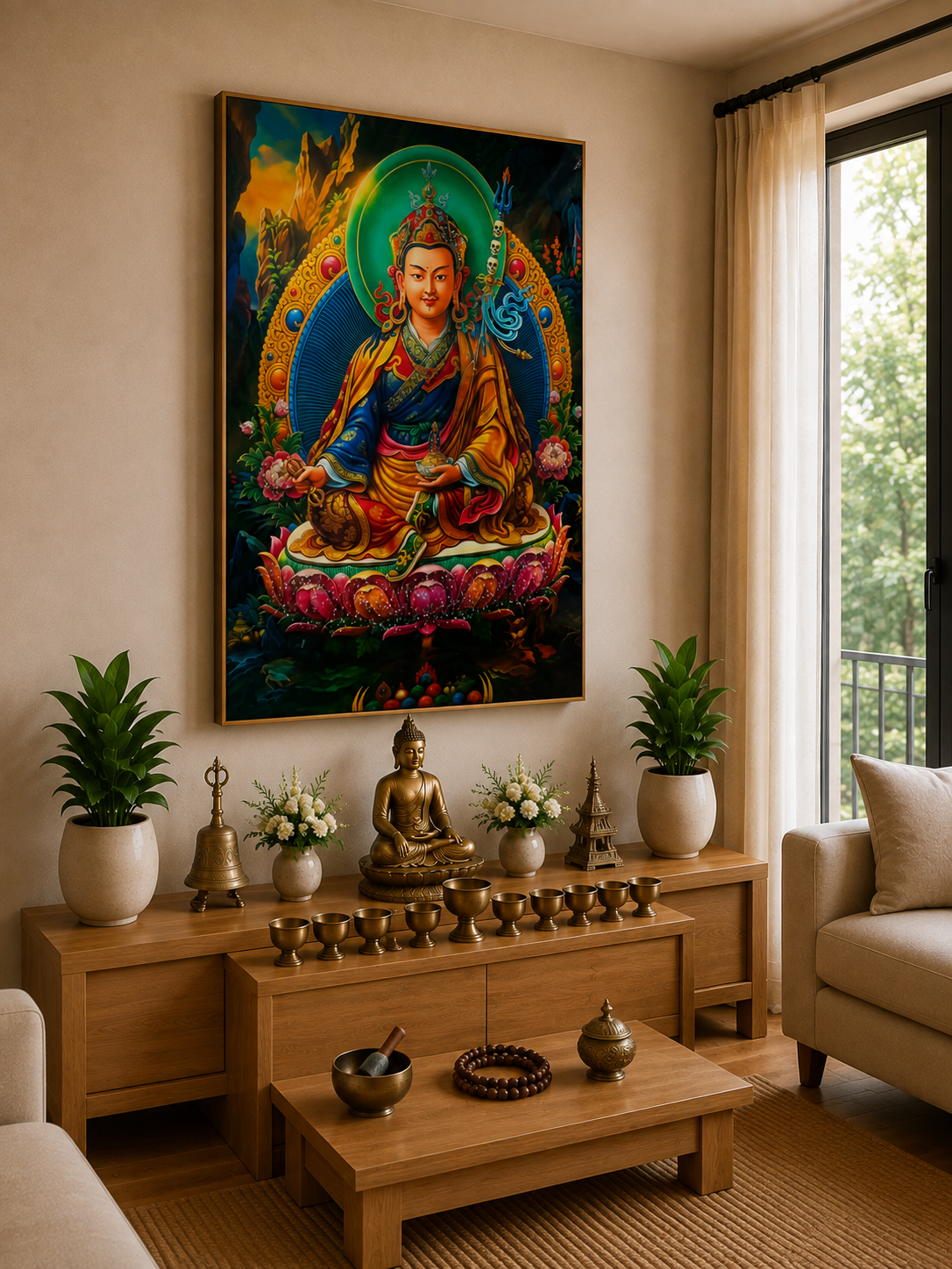 The Enlightened Guru Rinpoche I Guru Padmasambhava l Premium Crystal Wall Art With Daimonds.