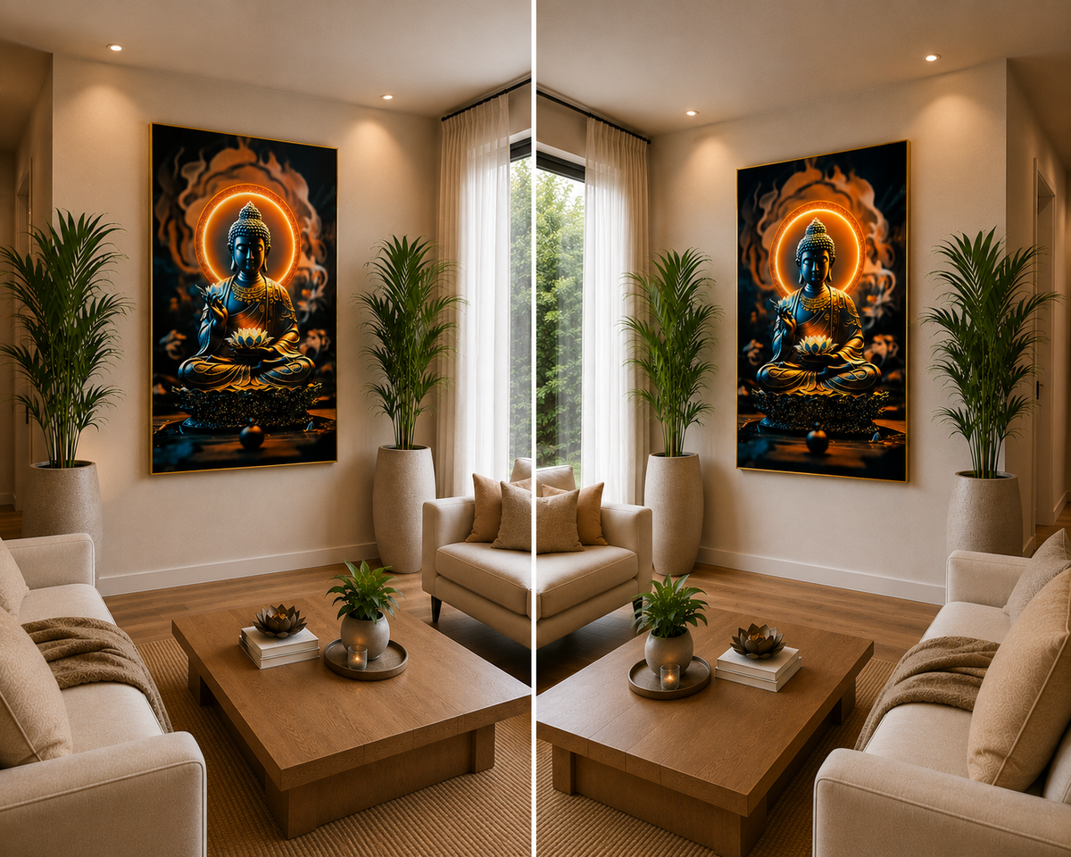 Peaceful Buddha – With Radiant Lotus of Wisdom I Premium Crystal Wall Art With Daimonds.