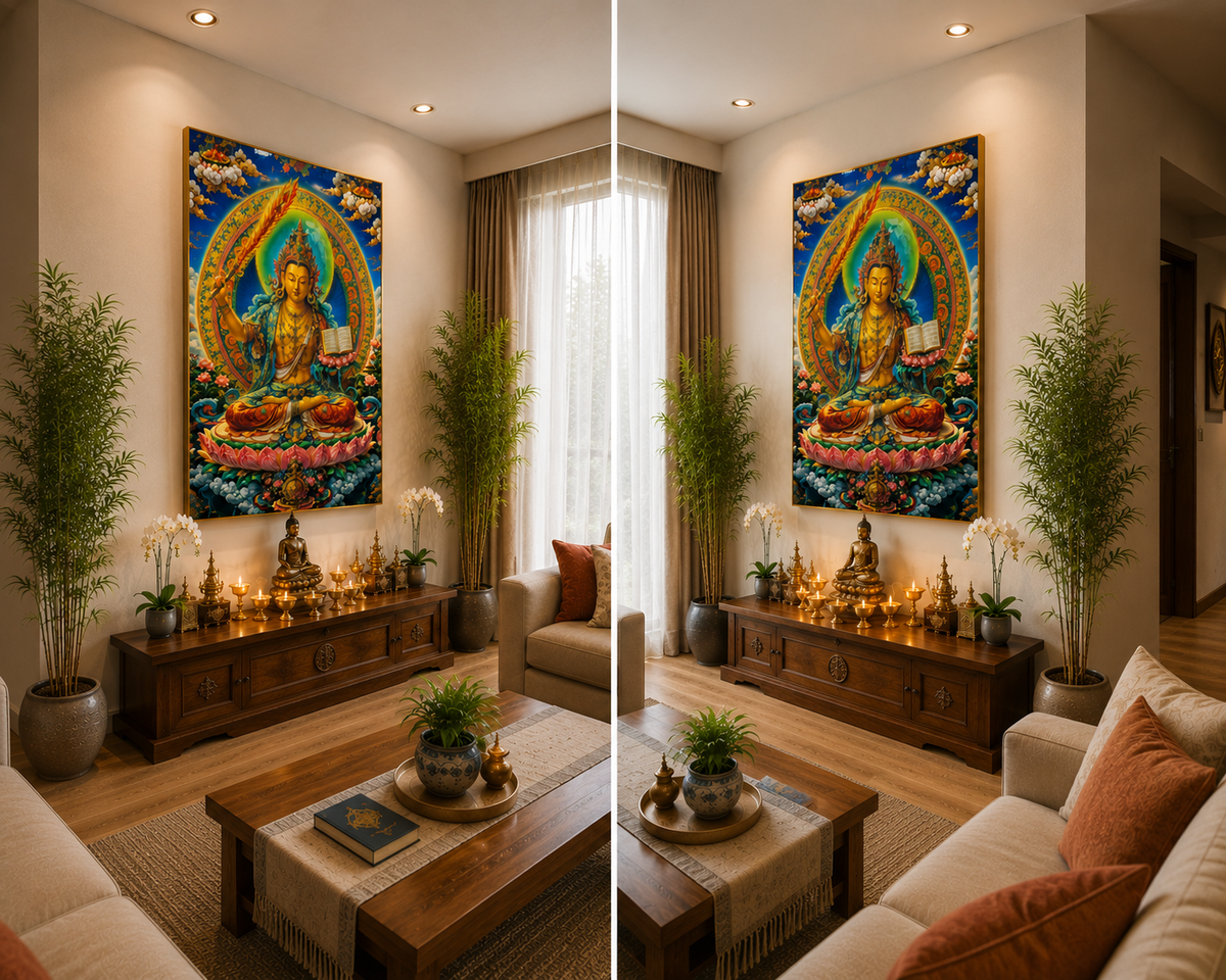 Manjushri I Premium Crystal Wall Art With Daimonds.