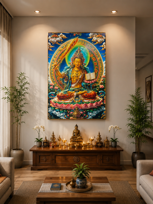 Manjushri I Premium Crystal Wall Art With Daimonds.