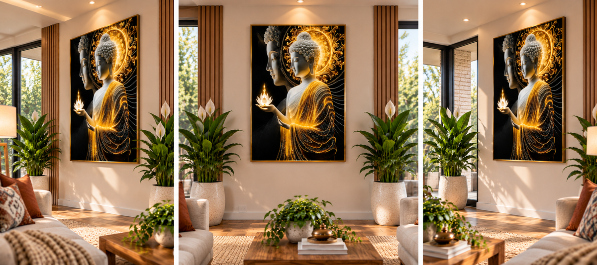 Crystal Aura Buddha I Premium Crystal Wall Art With Daimonds.