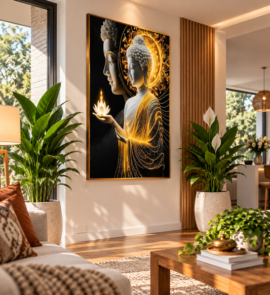 Crystal Aura Buddha I Premium Crystal Wall Art With Daimonds.