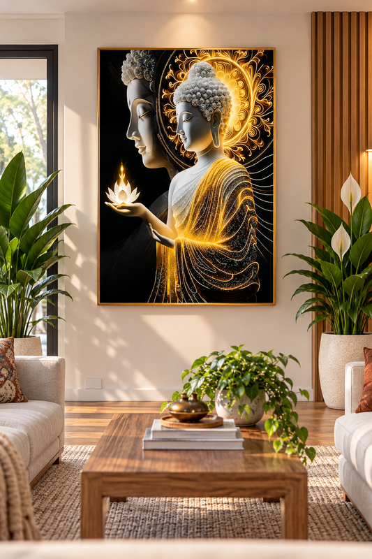 Crystal Aura Buddha I Premium Crystal Wall Art With Daimonds.