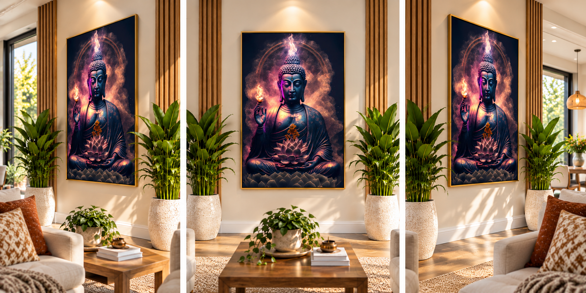 Majestic Buddha-White Lotus Wisdom  I Premium Crystal Wall Art With Daimonds.