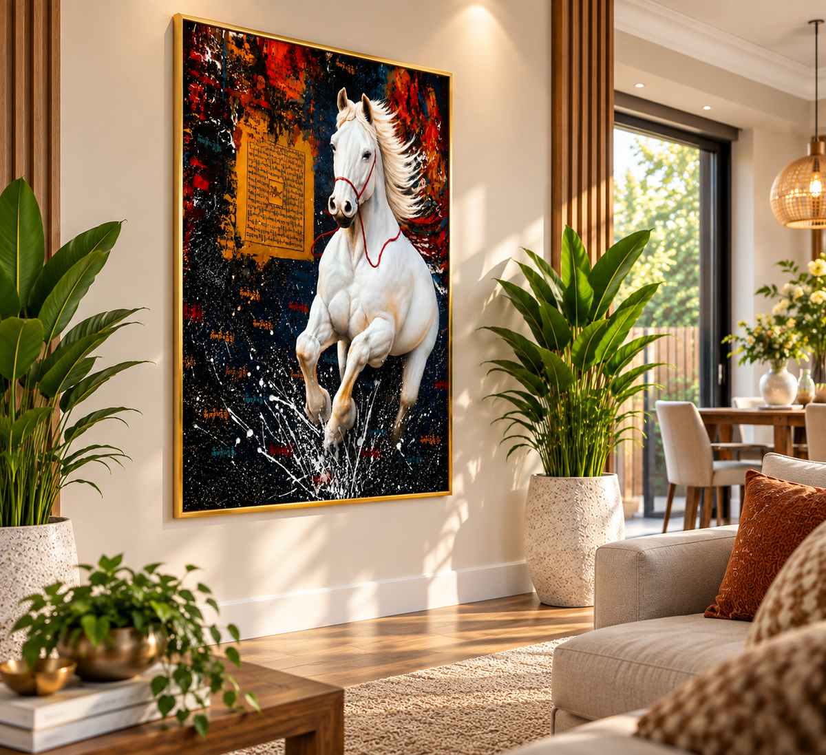The Amazing Lungta – The Wind Horse of Good Fortune & Protection I Premium Crystal Wall Art With Daimonds.