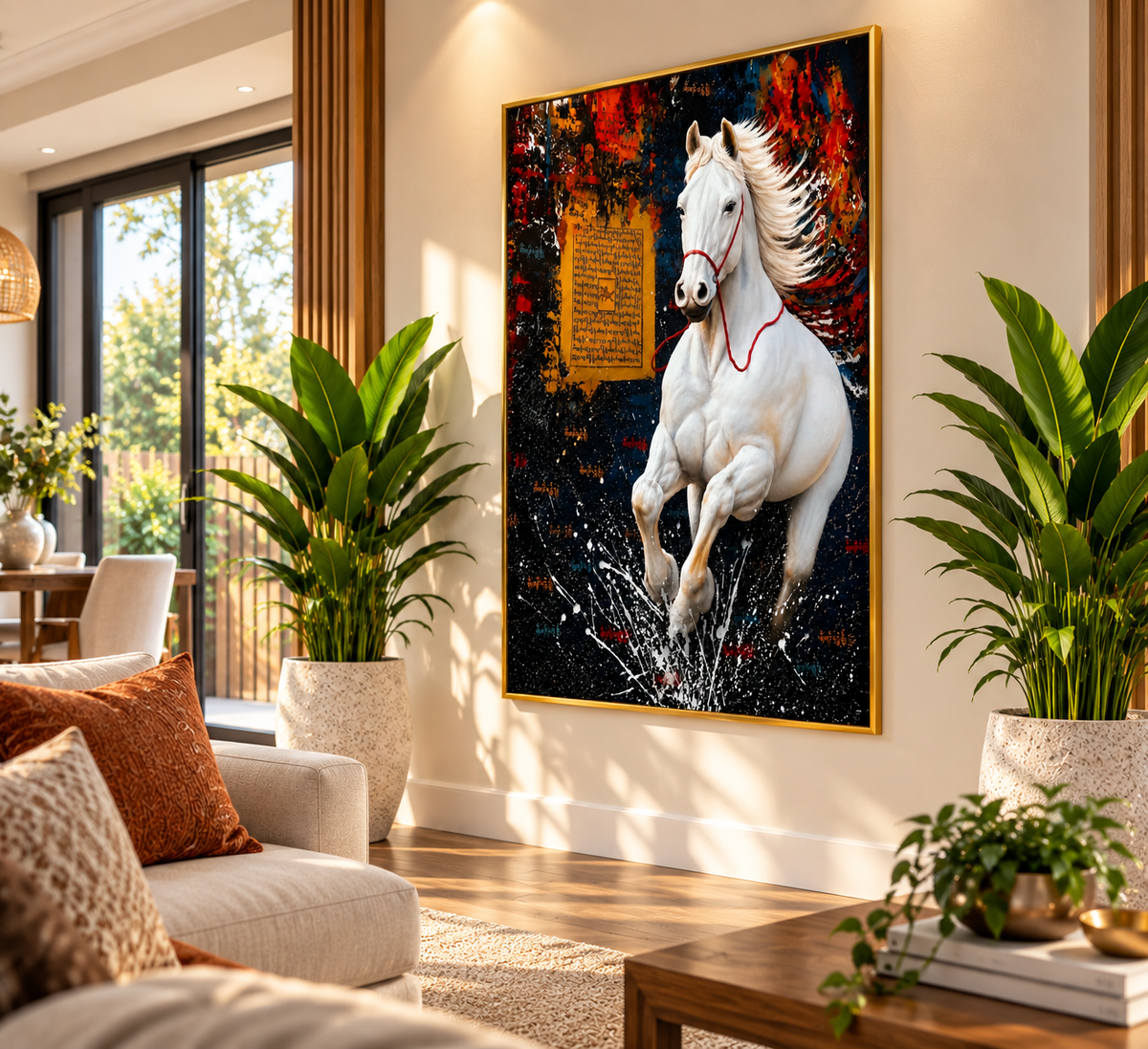 The Amazing Lungta – The Wind Horse of Good Fortune & Protection I Premium Crystal Wall Art With Daimonds.