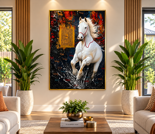 The Amazing Lungta – The Wind Horse of Good Fortune & Protection I Premium Crystal Wall Art With Daimonds.