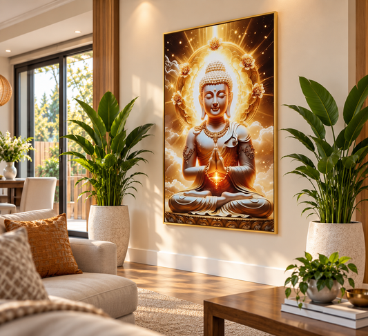 Zen Radiant Buddha  I Premium Crystal Wall Art With Daimonds.