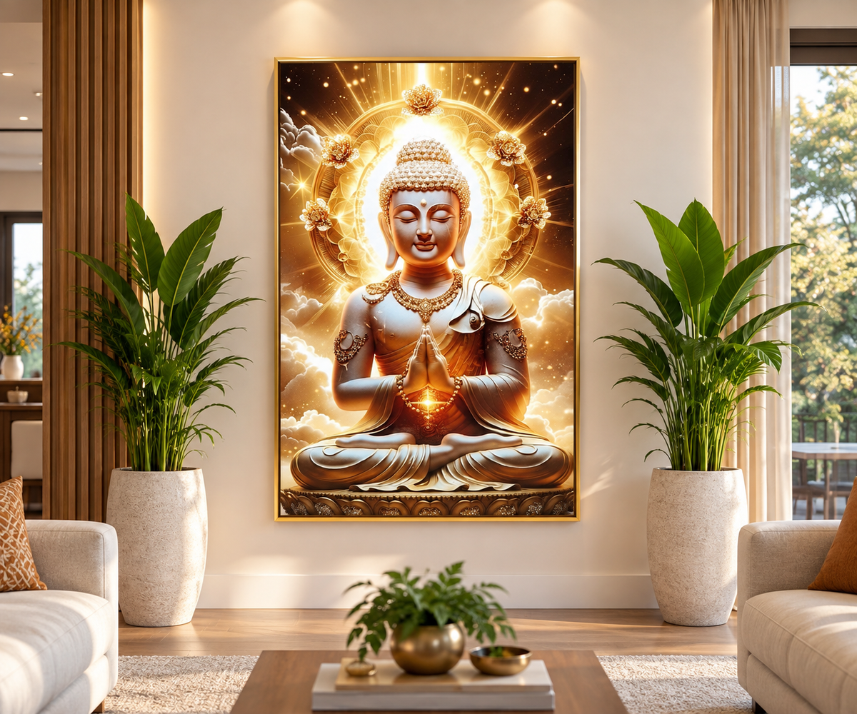 Zen Radiant Buddha  I Premium Crystal Wall Art With Daimonds.