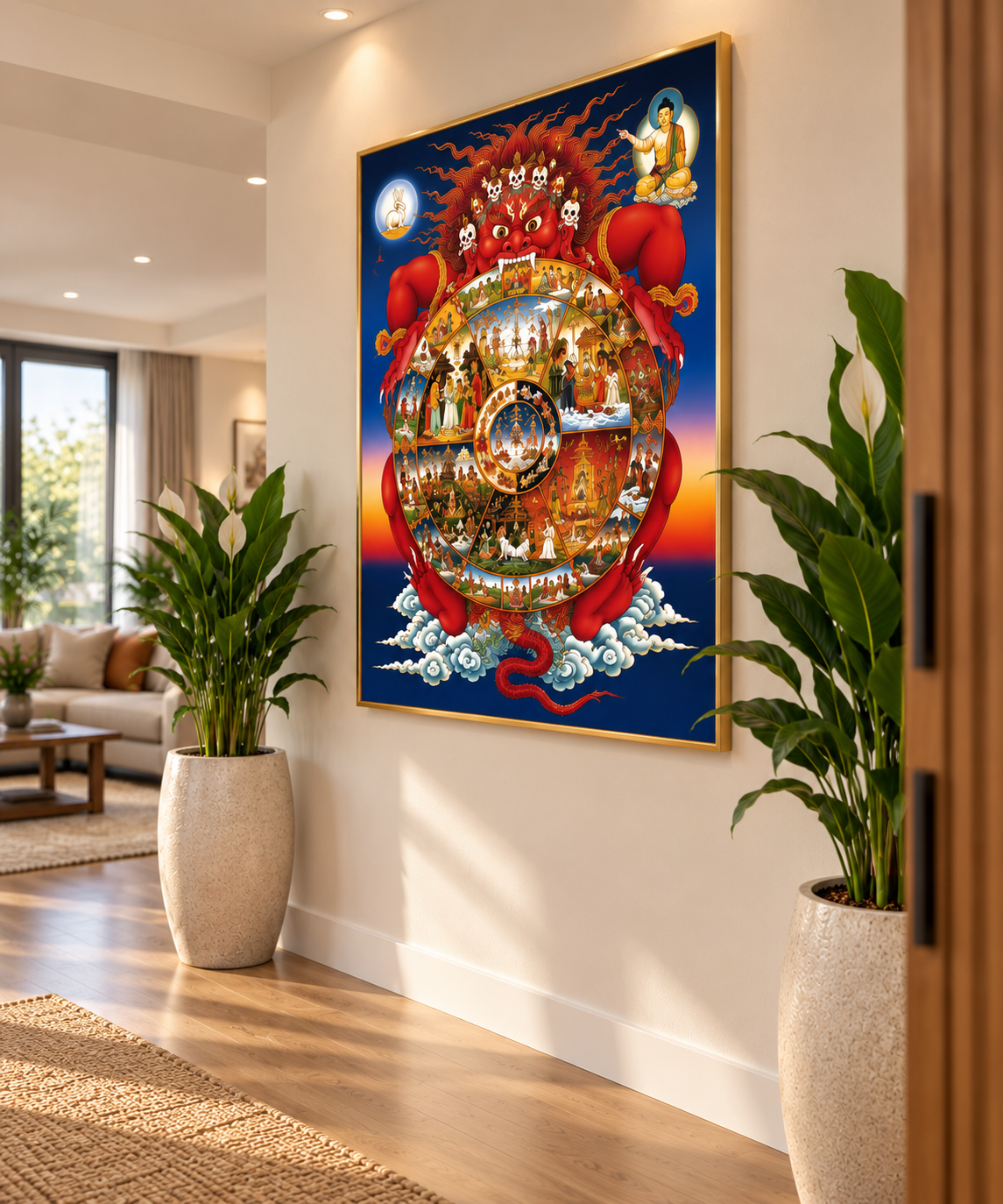 Sipa Khorlo-Wheel Of Life I Premium Crystal Wall Art.