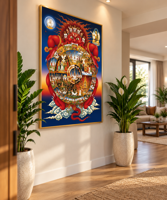 Sipa Khorlo-Wheel Of Life I Premium Crystal Wall Art.