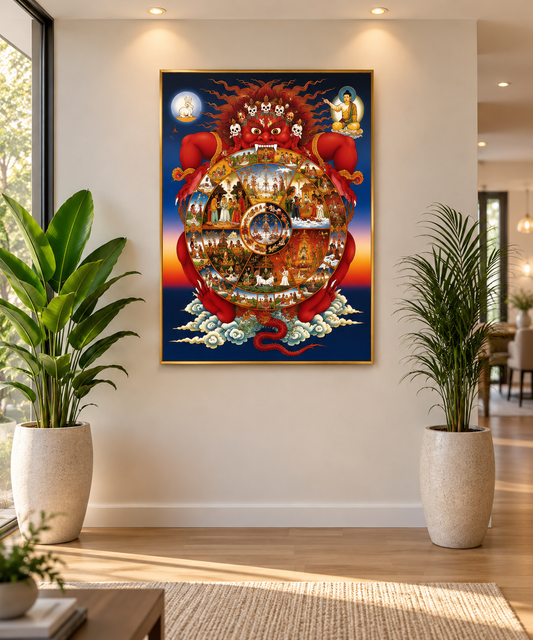 Sipa Khorlo-Wheel Of Life I Premium Crystal Wall Art.
