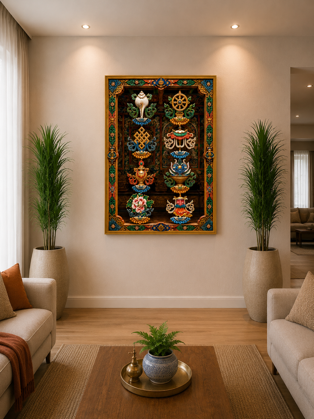 The Wonderful Tashi Tagye I Eight Auspicious Symbols I Premium Crystal Wall Art.