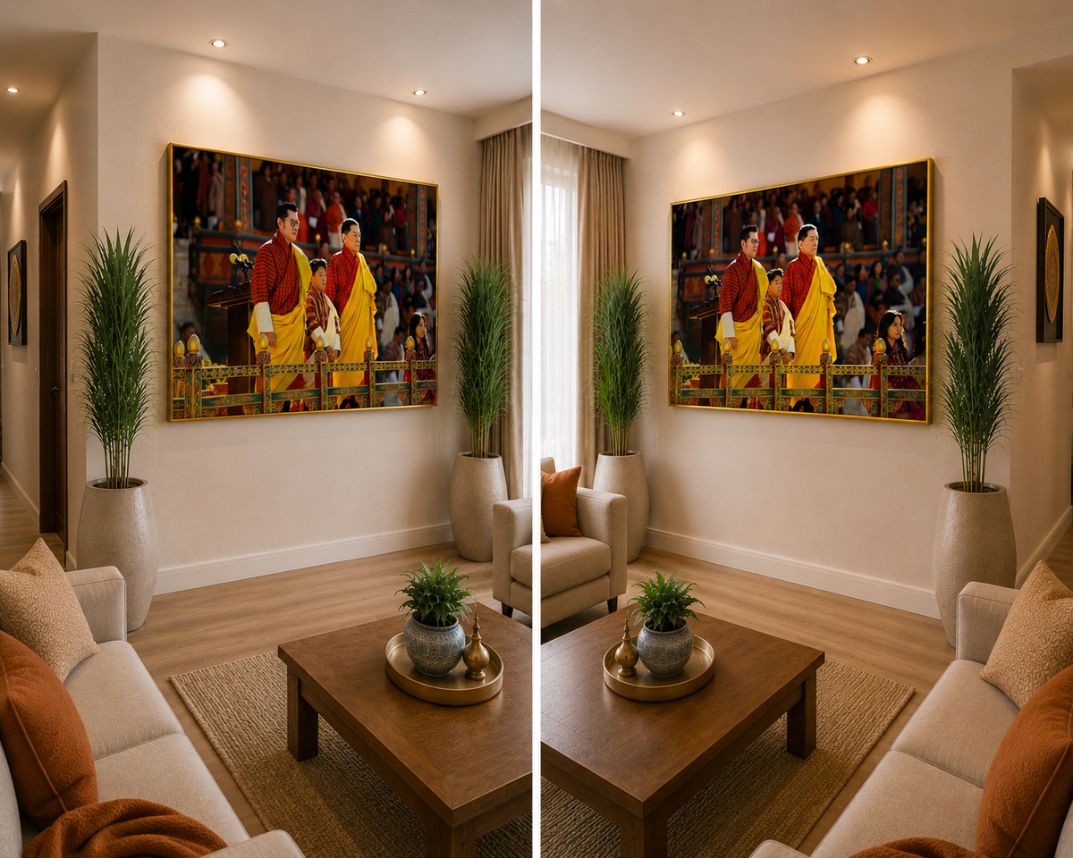 Devine Kupar l Crystal Wall Art With Daimonds l The Great Fourth, the Fifth King, and the Crown Prince of Bhutan