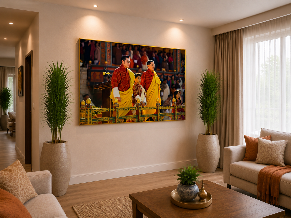 Devine Kupar l Crystal Wall Art With Daimonds l The Great Fourth, the Fifth King, and the Crown Prince of Bhutan