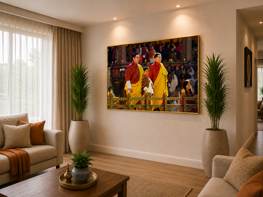 Devine Kupar l Crystal Wall Art With Daimonds l The Great Fourth, the Fifth King, and the Crown Prince of Bhutan