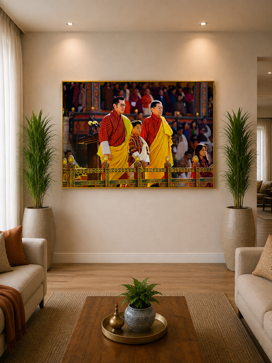 Devine Kupar l Crystal Wall Art With Daimonds l The Great Fourth, the Fifth King, and the Crown Prince of Bhutan