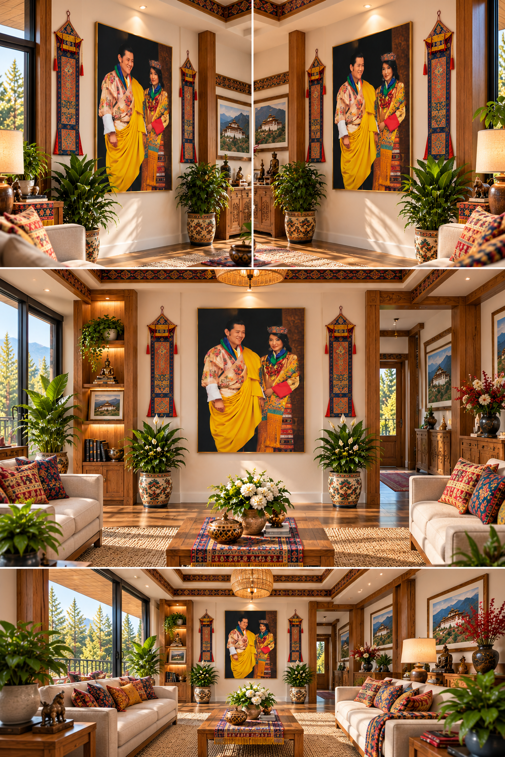 Their Majesties The Fifth King and Queen of Bhutan I The Royal Kupar I Premium Crystal Wall Art With Daimonds.