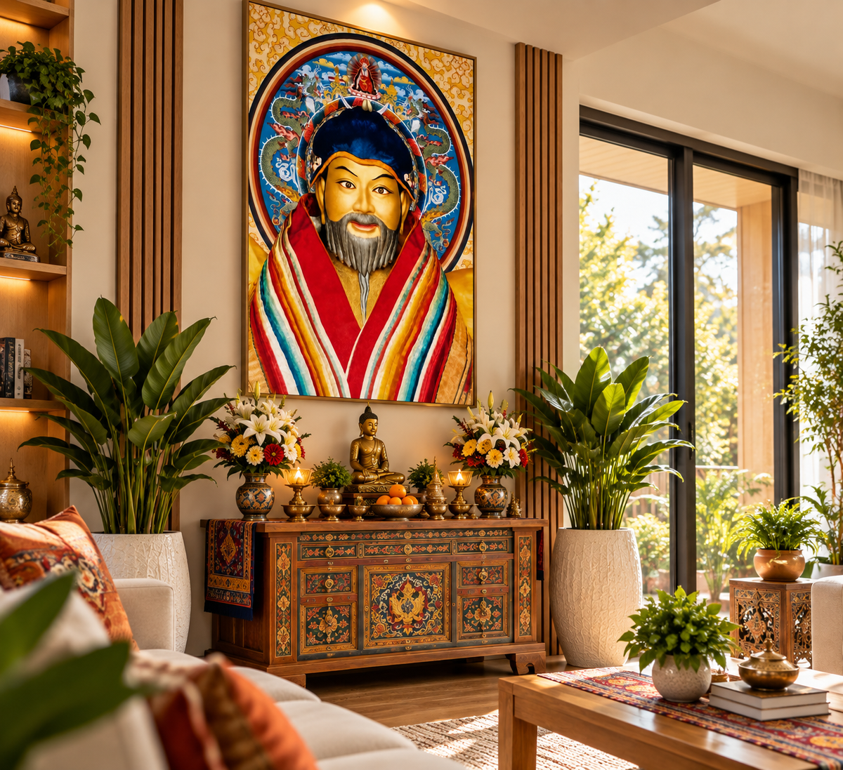 H.H Zhabdrung Ngawang Namgyal I Premium Crystal Wall Art With Daimonds.