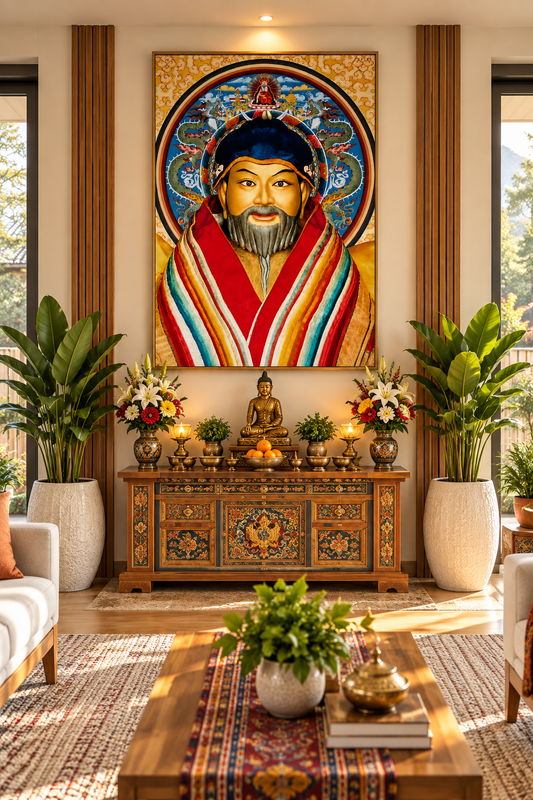 H.H Zhabdrung Ngawang Namgyal I Premium Crystal Wall Art With Daimonds.