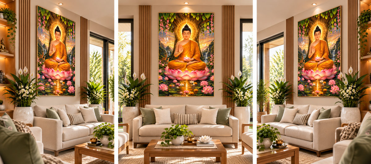 Buddha – Garden of Enlightenment I Premium Crystal Wall Art With Daimonds.