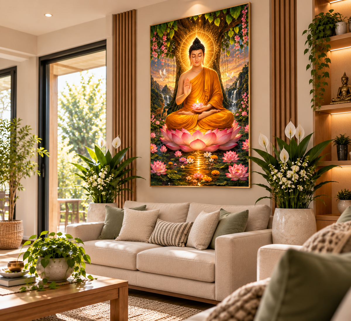 Buddha – Garden of Enlightenment I Premium Crystal Wall Art With Daimonds.