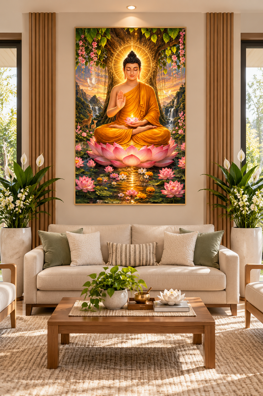Buddha – Garden of Enlightenment I Premium Crystal Wall Art With Daimonds.