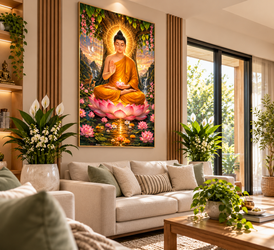 Buddha – Garden of Enlightenment I Premium Crystal Wall Art With Daimonds.