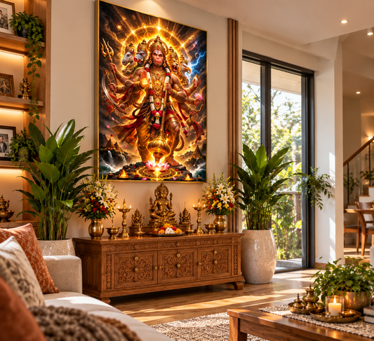 Panchamukhi Hanuman – Divine Strength & Protection | Premium Crystal Wall Art With Daimonds.