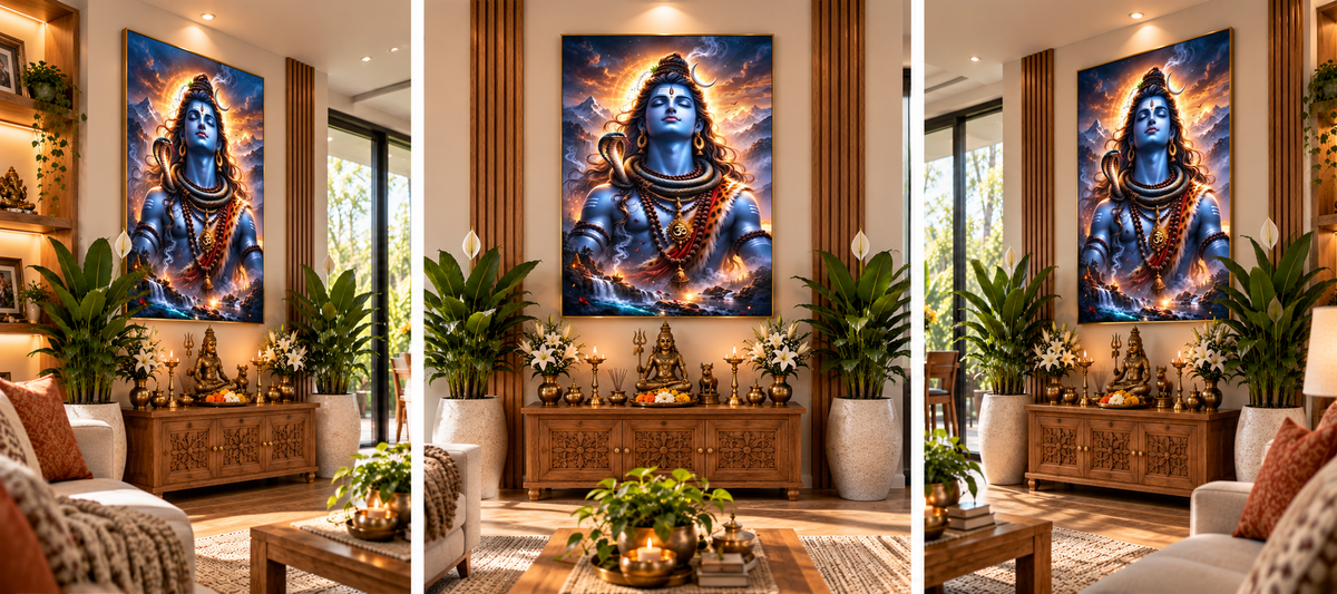 Shiva – Divine Stillness & Cosmic Power | Premium Crystal Wall Art With Daimonds.