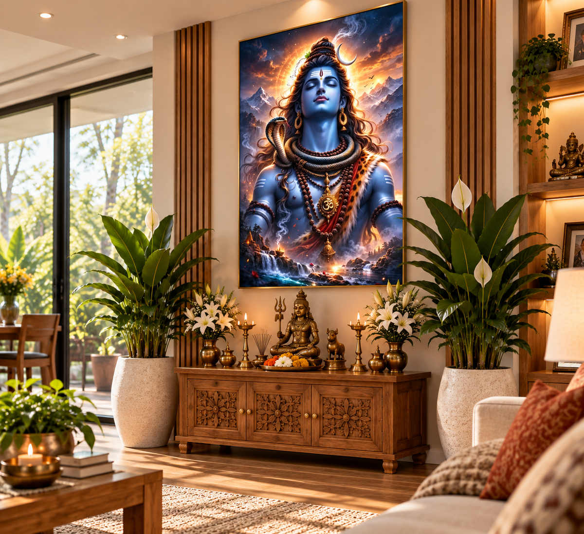 Shiva – Divine Stillness & Cosmic Power | Premium Crystal Wall Art With Daimonds.