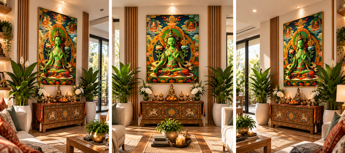 Green Tara-The Compassionate Protector l Jetsun Drolma I Premium Crystal Wall Art With Daimonds.