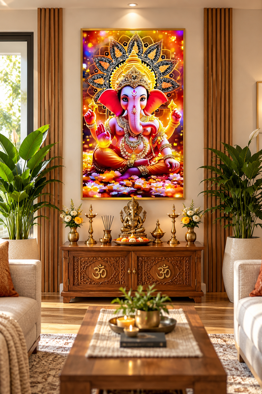 Jai Ganesha | Premium Crystal Wall Art With Daimonds.