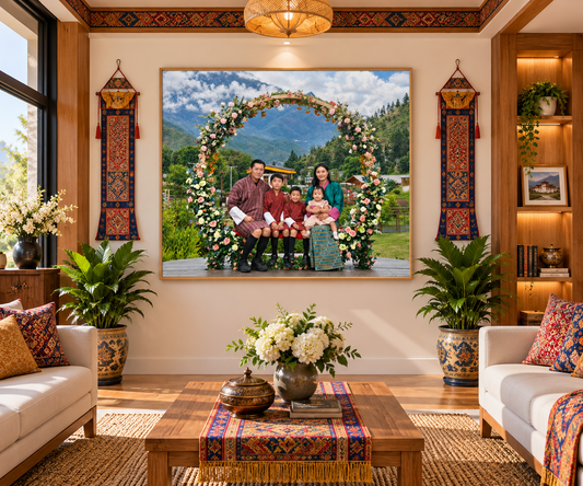Beautiful Royal Family Of Bhutan Kupar I Premium Crystal Wall Art With Daimonds.
