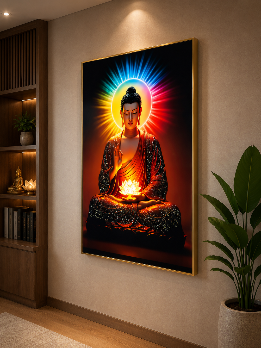 Radiant Aura Buddha I Premium Crystal Wall Art With Daimonds.