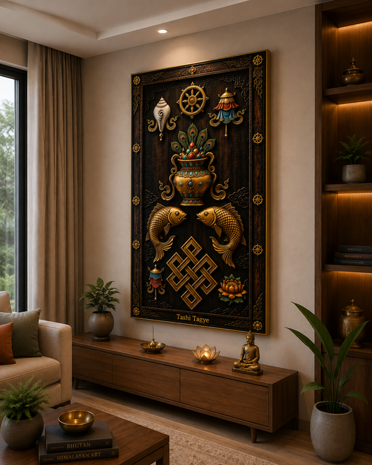 Tashi Tagye I Eight Auspicious Symbols I Premium Crystal Wall Art.