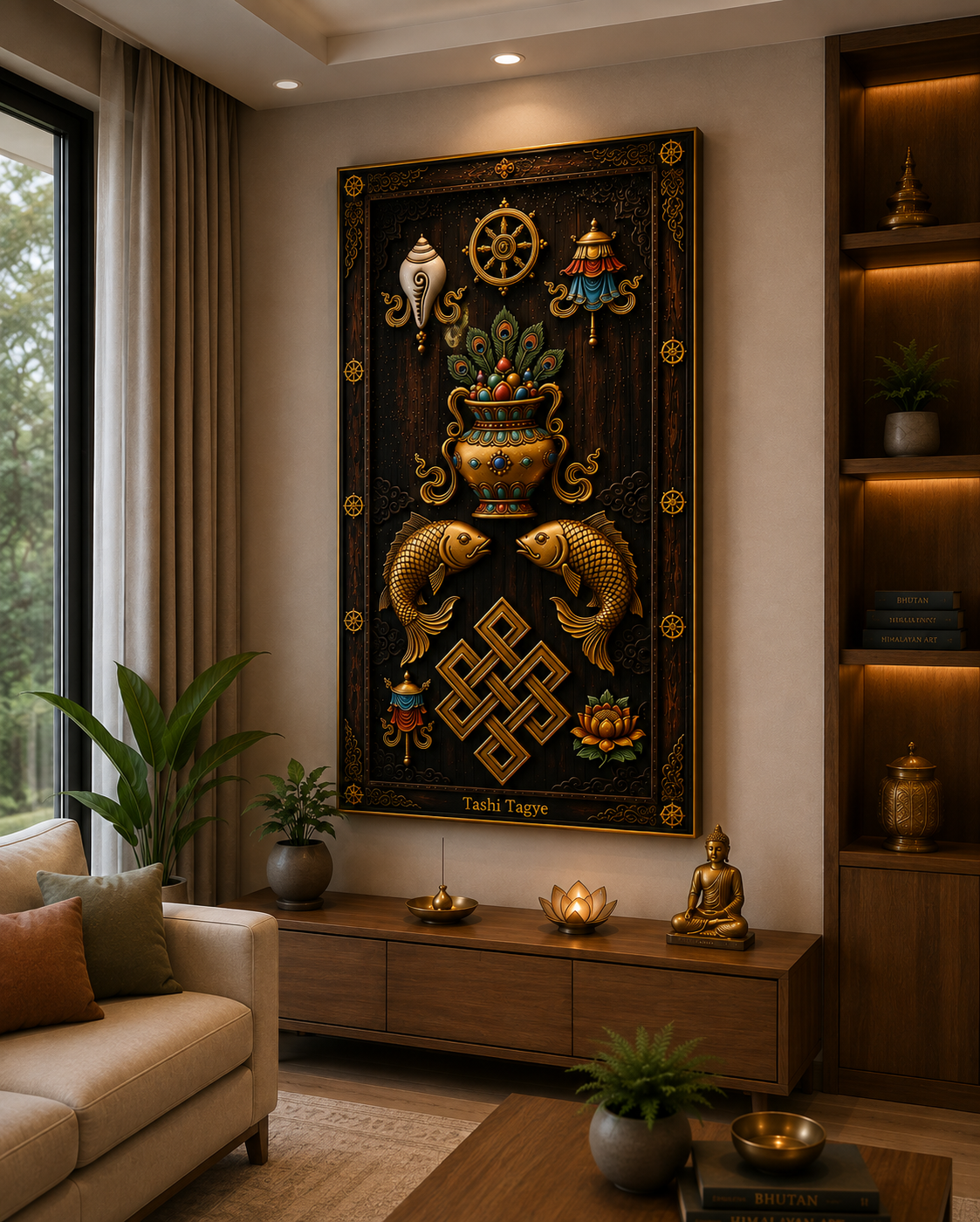 Tashi Tagye I Eight Auspicious Symbols I Premium Crystal Wall Art.